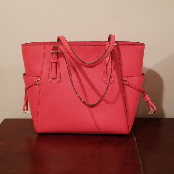 Michael Kors Leather Sea Coral Tote and Wristlet - Picture 3 of 5